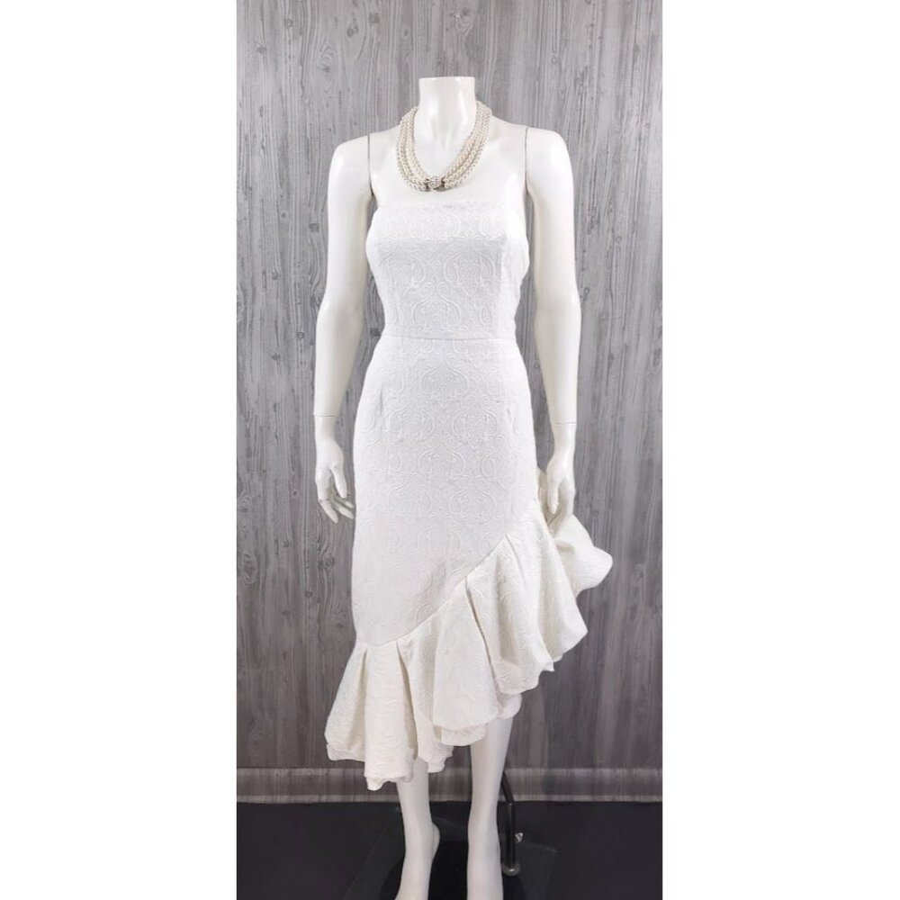 PrettyLittleThing Ivory Strapless Ruffle Dress - Picture 4 of 7
